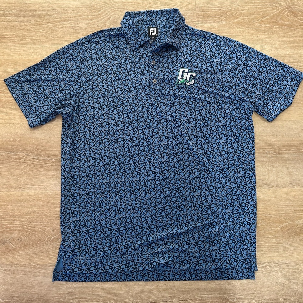 FootJoy‎ Golf Shirt Men’s XL Blue Floral Polo Short Sleeve Performance Stretch